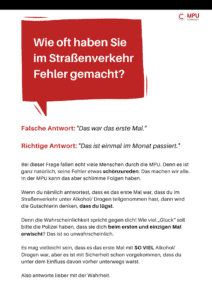 MPU Fragen, Medizinisch Psychologische Untersuchung Fragen